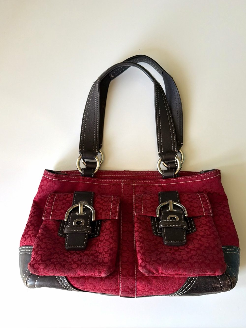 Y2k Vintage Coach Red Signature C Monogram Soho Satchel